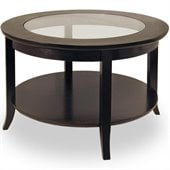 Winsome Genoa Round Wood Coffee Table with Glass Top