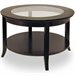 Winsome Genoa Round Wood Coffee Table with Glass Top in Dark Espresso