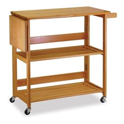 Winsome Foldable Butcher Block Kitchen Cart in Light Oak