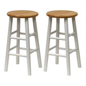 Winsome Basics 24 Counter Height Bar Stools in White and Natural (Set of 2)