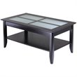 ADD TO YOUR SET: Winsome Syrah Solid Wood Glass Top Rectangular Coffee Table in Espresso