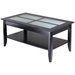 Winsome Syrah Solid Wood Glass Top Rectangular Coffee Table in Espresso