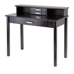 Winsome Liso Solid Wood Writing Desk with Hutch in Espresso