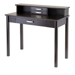 Winsome Liso Wood Writing Desk with Hutch in Dark Espresso