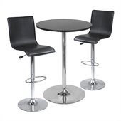 Winsome Spectrum High Back 3 Piece Pub/Bar Table Set in Black & Chrome