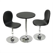 Winsome Spectrum Pub Table Set with 2 Bar Stools in Black and Chrome