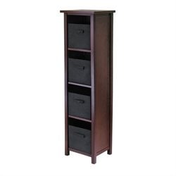 Winsome Milan 5 Tier Tall Storage Shelf with 4 Foldable Black Fabric Baskets