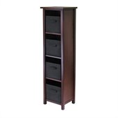 Winsome Milan 5 Tier Tall Storage Shelf with 4 Foldable Black Fabric Baskets