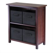 Winsome Milan 3-Tier Medium Storage Shelf with 4 Foldable Black Fabric Baskets