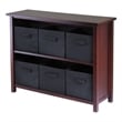 Winsome Milan 3-Tier Long Storage Shelf with 6 Foldable Black Fabric Baskets