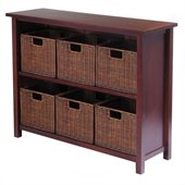Winsome Milan 3-Tier Long Storage Shelf with 6 Wired Baskets in Antique Walnut