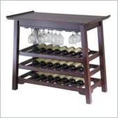 Winsome Chinois Console Wine Table with Glass Rack in Walnut