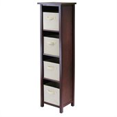Winsome Milan 5-Tier Tall Storage Shelf with 4 Foldable Beige Fabric Baskets