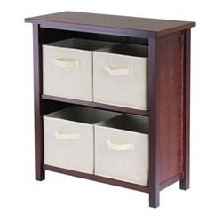 Winsome Milan 3-Tier Medium Storage Shelf with 4 Foldable Beige Fabric Baskets