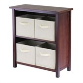 Winsome Milan 3-Tier Medium Storage Shelf with 4 Foldable Beige Fabric Baskets