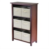 Winsome Milan 4-Tier Medium Storage Shelf with 6 Foldable Beige Fabric Baskets