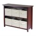 Winsome Milan 3-Tier Long Storage Shelf with 6 Foldable Beige Fabric Baskets