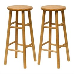 Winsome Basics 30 Natural Finish Bar Height Stools (Set of 2) BEST SELLER!