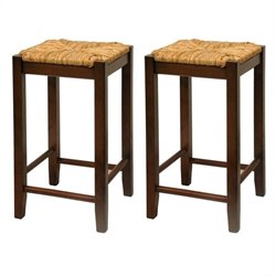 Winsome Regalia 24 Counter Height Rush Seat Bar Stools in Walnut  (Set of 2)