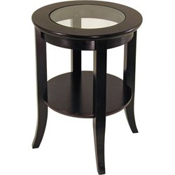 Winsome Genoa Espresso Wood Dark Brown End Table with Glass Top Best Price