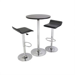 Winsome 3pc Pub Set - Table & Airlift Stools in Black/Chrome