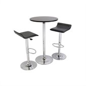 Winsome Spectrum 3pc Pub Set - Table & 2 Airlift Stools in Black/Chrome