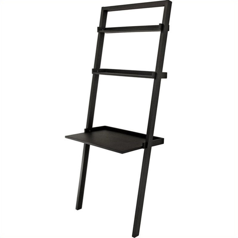 Winsome 29330 Bailey Leaning Wood Desk with Shelves, Black