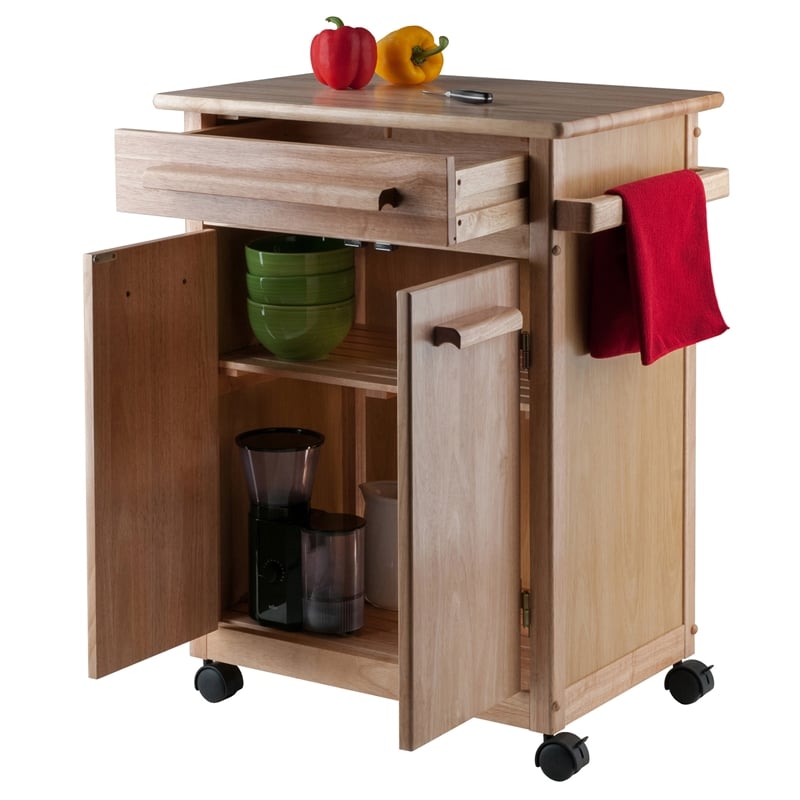 Winsome Hackett Beechwood Butcher Block Solid Wood Kitchen Cart In