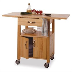 Winsome Butcher Block Kitchen Cart with Drop Leaf in Natural Finish
