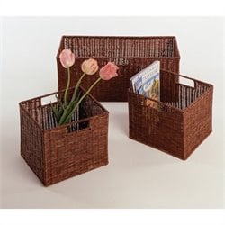 Winsome 1 Large and 2 Small Wired Baskets in Antique Walnut