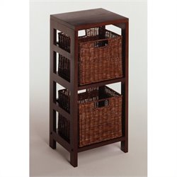 Winsome 3 Piece Shelf and Basket Set in Espresso Beechwood