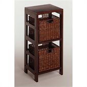 Winsome 3 Piece Shelf and Basket Set in Espresso Beechwood
