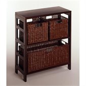 Winsome 4 Piece Shelf and Basket Set in Espresso Beechwood