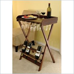 Winsome Foldable Wine Table in Antique Walnut Beechwood