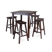 Winsome Parkland 5 Piece Square High/Pub Table Set with 4 Saddle Seat Stools