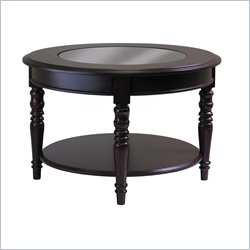 Winsome Whitman Coffee Table with Round Glass Top in Cappuccino