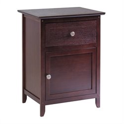 Winsome Nightstand Accent Table with Drawer and Cabinet in Walnut
