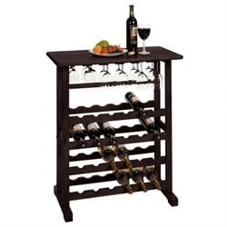 Winsome Vinny Wine Rack and Glass Holder in Dark Espresso