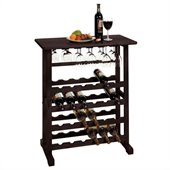Winsome Vinny Wine Rack and Glass Holder in Dark Espresso