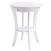Winsome Wood Sasha Round Accent Table with Drawer Curved Legs in White