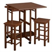 Winsome Space Saver with 2 Square Stool in Teak