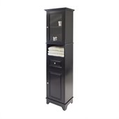 Winsome Alps Tall Cabinet with Glass Door and Drawer in Black Finish