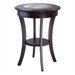 Winsome Cassie Round End Table with Glass in Cappuccino Finish