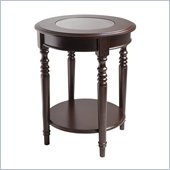 Winsome Whitman Round Glass Top End Table in Cappuccino Finish