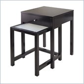 Winsome Copenhagen Nesting Table Set with Glass top in Dark Espresso