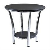 Winsome Maya Round End Table Top with Legs in Black/Metal Finish