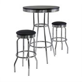 Winsome Summit 3 Piece Round Pub Set in Black/Metal Finish
