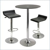 Winsome Rossi 3 Piece Round Pub Set with Air Lift Stools in Black