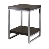 Winsome Jared End Table with Enamel Steel Tube in Dark Espresso Finish