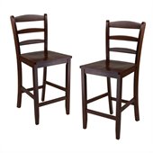 Winsome 24 Counter Ladder Back Stool in Antique Walnut (Set of 2)